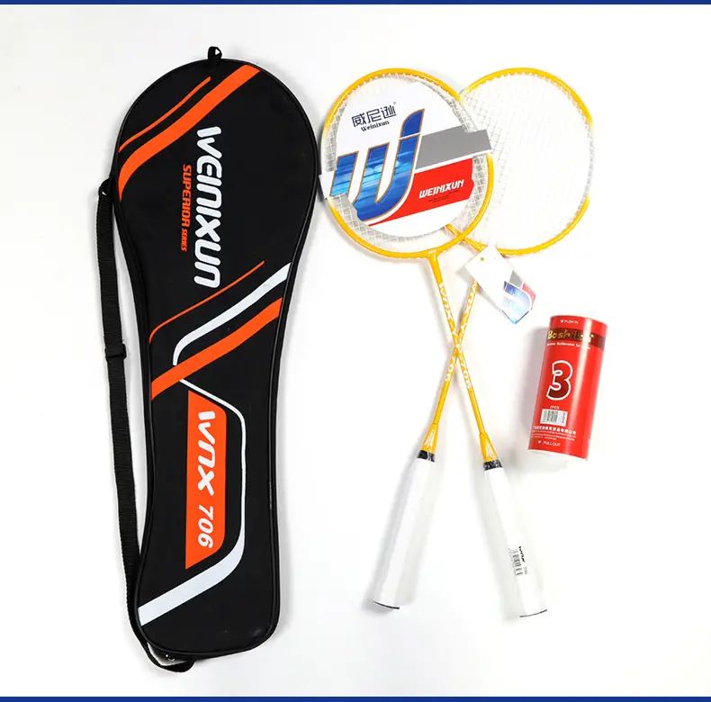 2pcs Badminton Rackets Ferroalloy Frame Racket And Carrying Bag Hand Glue Set Youth Adults 3 Badminton