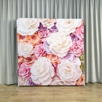 2026 8x8 FT Affichage de toile de fond en tissu tendu en aluminium à motif floral pour photomaton, photographie et salon professionnel