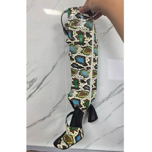 Summer Belt Buckles Women Knee High Boots Irregular Hook Heels Snake Long <b>Booties</b> Split Toe Side Zipper Sandals Shoes - Product Image 6