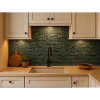 SH STONE Mosaïque murale de luxe personnalisée en marbre vert Guatemala poli, carreaux faits à la main, crédence en briques, sol de salle de bain