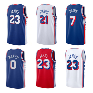 Jersey Bordado de Baloncesto Philadelphia 76 al por Mayor # 23 <span class=keywords><strong>LeBron</strong></span> James # <span class=keywords><strong>7</strong></span> Jaylen Brown # 21 Joel Embiid # 0 Tyrese Maxe Tallas S-XXL - Product Image 1