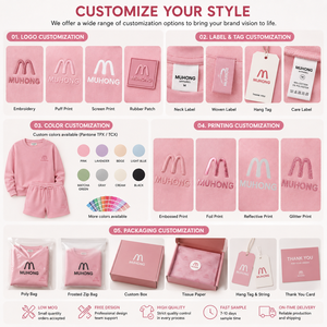 Ensemble de vêtements de détente pour femmes en molleton de coton certifié OEKO-TEX, rose, 2 pièces, logo personnalisé, OEM, ODM, vente en gros en grande quantité - Product Image 4