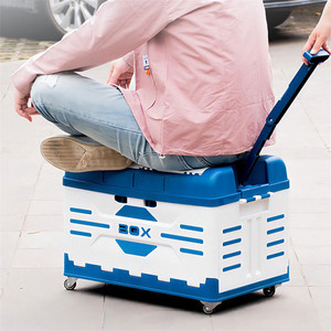 高品質二層式ヘビーデューティー4輪80L折りたたみ式プラスチック収納ボックストロリー（高蓋付き） - Product Image 6