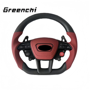 Volante Deportivo de Cuero y Fibra de Carbono con Base Plana para <span class=keywords><strong>Audi</strong></span> <span class=keywords><strong>A6</strong></span> A6L A7 A8 C8, Mejora y Modificación - Product Image 5