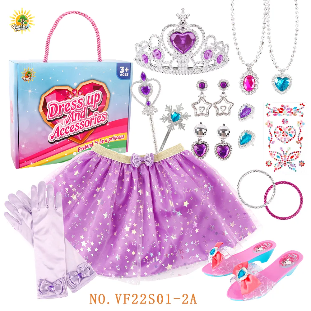 Saia tutu vestido de princesa, colares e brincos de salto alto, pulseiras e saias de meninas, brincos de princesa