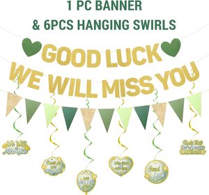 Decoraciones para Fiesta de Despedida, Pancarta Verde Te Vamos a Extrañar, Adorno para Pastel, Globos, Espirales Colgantes, Kit de Decoración para Fiesta de Jubilación - Product Image 3
