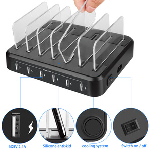 Station de charge pour plusieurs appareils, station de charge <span class=keywords><strong>multiple</strong></span> 60W avec 6 ports USB Organisateur multi-<span class=keywords><strong>chargeur</strong></span> rapide pour iPhone - Product Image 3