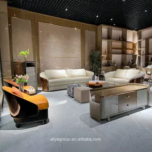 Lüks ev gibi mobilya bire bir yüksek son tasarım avrupa tarzı İtalyan tasarım deri kanepe seti mobilya villa