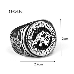 Men's <b>Titanium</b> Steel <b>Ring</b> Viking Wolf Head Runes Hip Hop Style Animal Geometric Design Gift Jewelry - Product Image 5