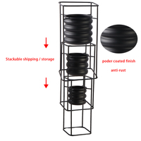Minimalist Tall Set of 3 Nestable Anti-rust Matte Black Metal Plant Stand Floor Planter Holder for Indoor Clothing Store Decor