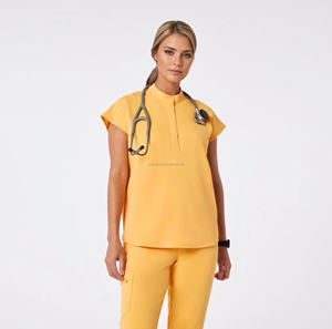 Uniformes de enfermería elásticos personalizados de fábrica, traje de uniforme de enfermera femenina, diseño de uniformes médicos, conjuntos de uniformes para mujeres con bolsillos - Product Image 3