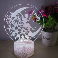 Fée bébé fille cadeau naissance acrylique veilleuse personnalisé enfants anniversaire baptême cadeau princesse pépinière lampe lampe de table