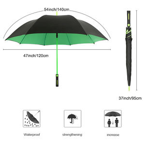 Parapluie Droit Automatique Double Couche Coupe-Vent Haute Qualité et Durable en Tissu Pongee 190T Noir et Jaune pour le Golf - Product Image 6