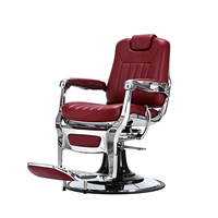 Vintage Roter Friseurstuhl Schwerlast-Hydraulik-Friseurstuhl Verstellbarer Barbierstuhl für Herren Friseursalon-Ausstattung