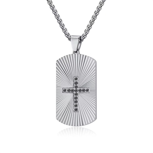 Collares con Colgante de Joyería de Acero Inoxidable con Patrón de Abanico Plegable Cruzado Religioso Cristiano, Impermeables y Resistentes al Deslustre, para Hombres - Product Image 3