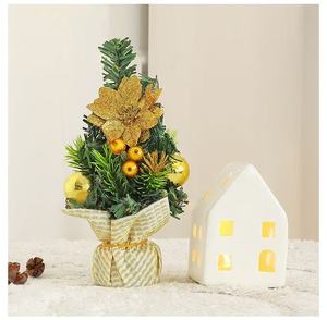 Decoraciones Navideñas para Mesa, Centro de Mesa de 7.8 Pulgadas, Maceta Pequeña con Piñas, Flor de Pascua con Brillantina, Plantas Artificiales Navideñas - Product Image 4