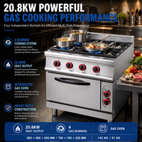 Cuisinière professionnelle pour restaurant, cuisinière à gaz en acier inoxydable à 4 brûleurs, avec contrôle de la température