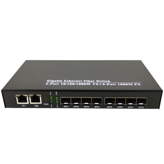 Fiber Switch 8 SFP Ports Gigabit Smart Switch with 2 RJ45 Ports