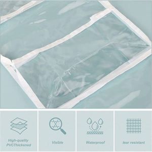 5-Shelf Hanging Closet Organizer with PVC Dust Cover and Side Pockets Hanging Closet Shelves Storage for Wardrobe - Product Image 5
