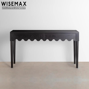 WISEMAX mobili camera da letto Vintage nero in legno massello tavolo per il trucco con 2 cassetti corridoio console da tavolo - Product Image 4
