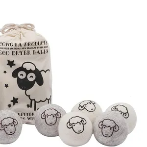 wholesale reusable organic handmade 8cm 6 pack 100% natural organic new zealand wool drying dry balls set for laundry with logo