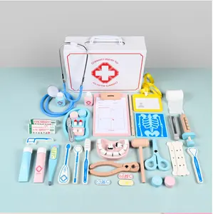 Kids Wooden Doctor Toy Set Simulação Família Médico Enfermeira Kit Médico Toy Pretend Play Edial Toy Kids Doctor Pretend Play Kit