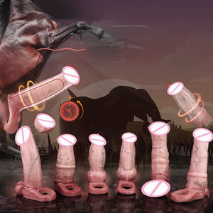 Six tailles de manchons de pénis réutilisables, extenseur, améliorant, godets réalistes, préservatif, retardateur d'éjaculation, anneau de pénis, bondage des testicules, godet - Product Image 1