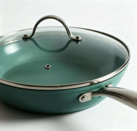 Poêle antiadhésive en céramique et aluminium, 22 et 28 cm disponibles, poignée en acier inoxydable, couvercle en verre, compatible lave-vaisselle, pour la cuisine domestique, vente en gros
