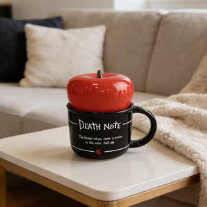 แก้วเซรามิคฝาปิดรูปแอปเปิ้ลสุดสร้างสรรค์ แก้วเซรามิคลายเดธโน้ต งานฝีมือเซรามิค สไตล์การค้าต่างประเทศแบบใหม่ - Product Image 2