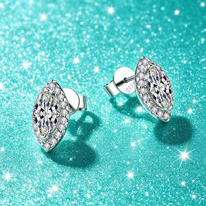 Factory Wholesale Shiny S925 Sterling Silver Marquise Cut D Color VVS1 0.5CT <b>Moissanite</b> Stud <b>Earrings</b> Rhodium Plated Trendy GRA - Product Image 5