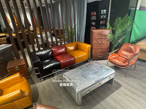 تصميم عتيق للأريكة الأمريكية LC2 أثاث أريكة من الجلد العتيق بنمط مميز - Product Image 4