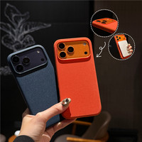 Coque de téléphone magnétique TechWoven originale pour iPhone 18 Pro Max 17 16, design de marque, texture lin, bouton magnétique, coque arrière