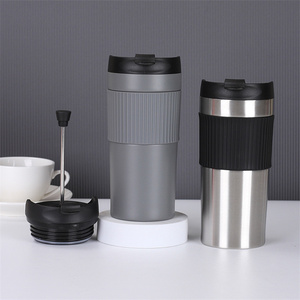 Cafetière à piston portable en acier inoxydable SUS304 noir, tasse à café isolée sous vide avec filtre, vente en gros - Product Image 2