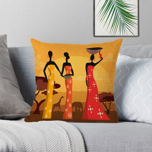 Funda de cojín decorativa de los <span class=keywords><strong>pueblos</strong></span> indígenas de las mujeres de la tribu africana para el sofá del coche hogar 45x45cm - Product Image 4