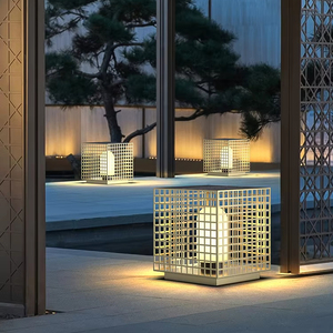 Luces de camino solares de paisaje de estilo chino, lámparas de pie cuadradas para patio exterior LED IP65, faros de columna <span class=keywords><strong>solar</strong></span> de alimentación de CA - Product Image 1