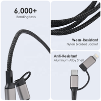 Cable de Carga Rápida 4 en 1, USB-C/USB-A a USB-C de 8 Pines, PD 60W, Cable Trenzado de Nailon para Accesorios de Teléfono