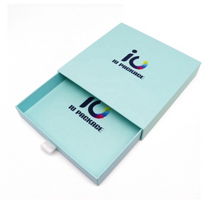 Wholesale Custom Printing Hard Rigid Luxury Sliding Box With Ribbon Rope Gift Sleeve Drawer Box Packaging