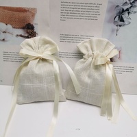 Sacs cadeaux en lin avec logo personnalisé, sacs en jute pour mariage, pochettes à bijoux en lin avec cordon de serrage pour fête et artisanat