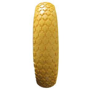 Roue pleine en mousse PU sans air 4.80/4.00-8 avec roulement à billes, jaune, pour chariot à main, bande de roulement ferme, capacité de charge 180 kg - Product Image 3