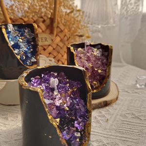 Juego de 3 velas perfumadas con mechas de cristal y amatista para meditación, juego de fragancia de aceite de lujo, venta al por mayor - Product Image 4