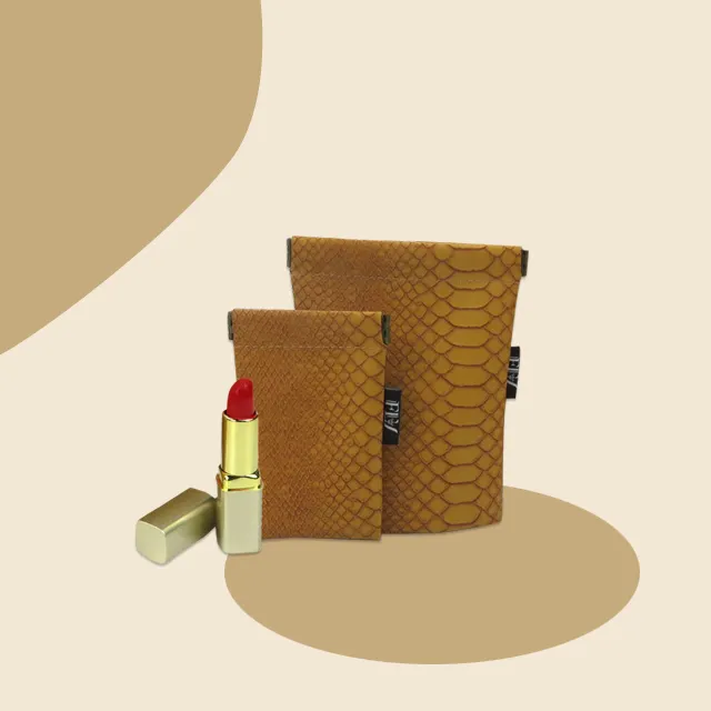 حقائب فاخرة مخصصة بشعار حقائب تجميل من جلد الثعبان حقيبة للسفر