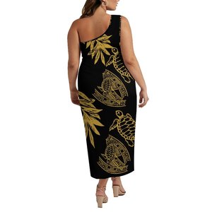 Nuovo Logo personalizzato OEM di grandi dimensioni Sexy una spalla divisa lunghi Maxi abiti donna signora elegante stampa tartaruga abito hawaiano senza maniche - Product Image 2