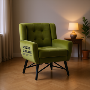 Rtuelmo Modern Velvet <b>Accent</b> <b>Chair</b> Black Legs Tufted Back <b>Living</b> <b>Room</b> <b>Chair</b> Home Furniture - Product Image 2