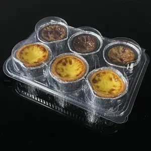 Wholesale High Transparency PET Hinged Lid Bakery Packaging For Cake 6 Pack Cake Container