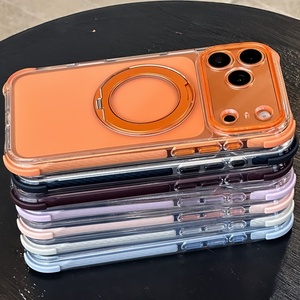 เคสโทรศัพท์ใสแม่เหล็กคุณภาพสูงสำหรับ iPhone 18 17 Pro Max พร้อมขาตั้งวงแหวนโลหะ 360 องศา ปุ่มสัมผัส AI ป้องกันด้านหลัง - Product Image 4