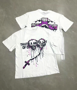 Camiseta de punto de manga corta ALOCS con estampado de <span class=keywords><strong>rosario</strong></span>, 100% algodón, 280g, ajuste holgado, transpirable, estilo gótico urbano, personalizada para hombre - Product Image 2
