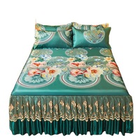 En gros, Ensemble de literie quatre pièces en soie glacée rafraîchissante pour l'été, comprenant drap de lit et couette climatisée, avec rembourrage en coton, pliable et lavable