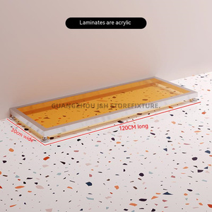 Nhà Máy Giá Rẻ Giá Hot Bán Vàng Vải Giá Treo Tường Acrylic Hiển Thị Kệ Móc Cho Cửa Hàng Quần Áo - Product Image 5