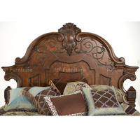 Lit king size classique de luxe américain, cadre en bois massif, ensemble de lit classique sculpté à la main, meubles de chambre à coucher anciens
