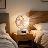 Kleiner, wiederaufladbarer, hochwertiger Solar-Tischventilator mit USB-Ladeanschluss für Handys, passenden Solarleuchten und mehreren Funktionen, solarbetrieben.